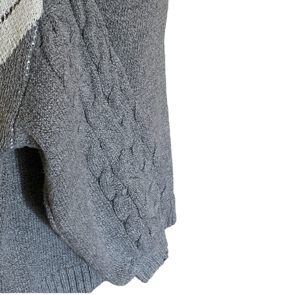Oversized Chunky Cable Knit Sweater Sexy Boho Chic Grey White Off Shoulder 4X - Picture 10 of 10